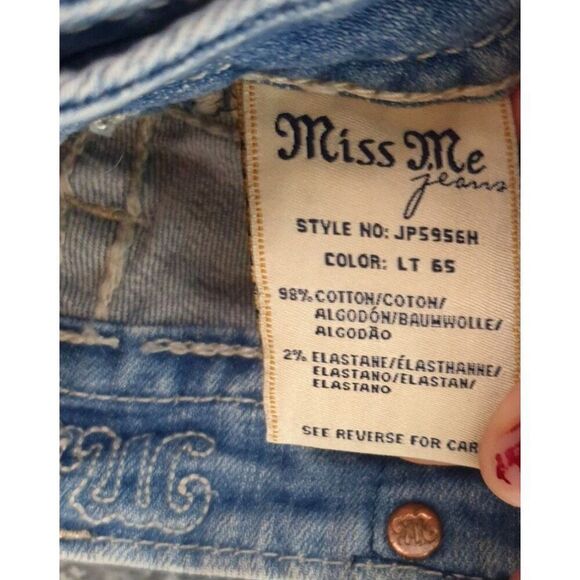Miss Me Womens Denim Shorts 28" Wing Embroidery Bling Cut Off Style Shorties Y2K - Picture 5 of 8